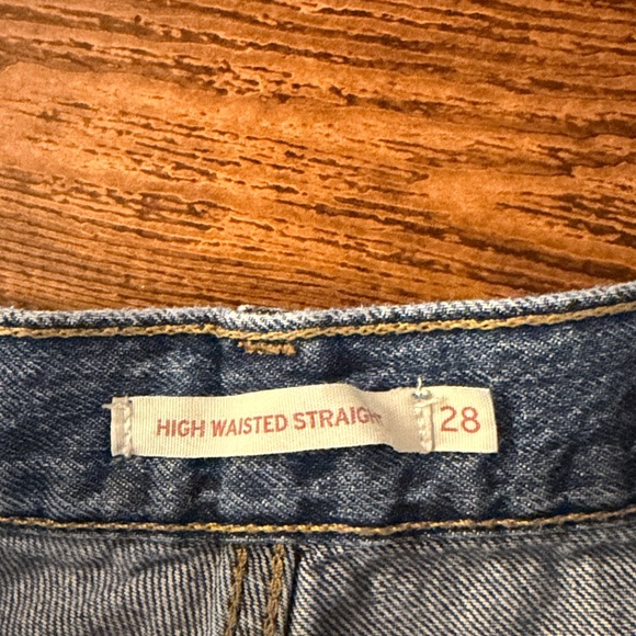 Levi's High Waisted Straight Leg Blue Jeans - Picture 6 of 7